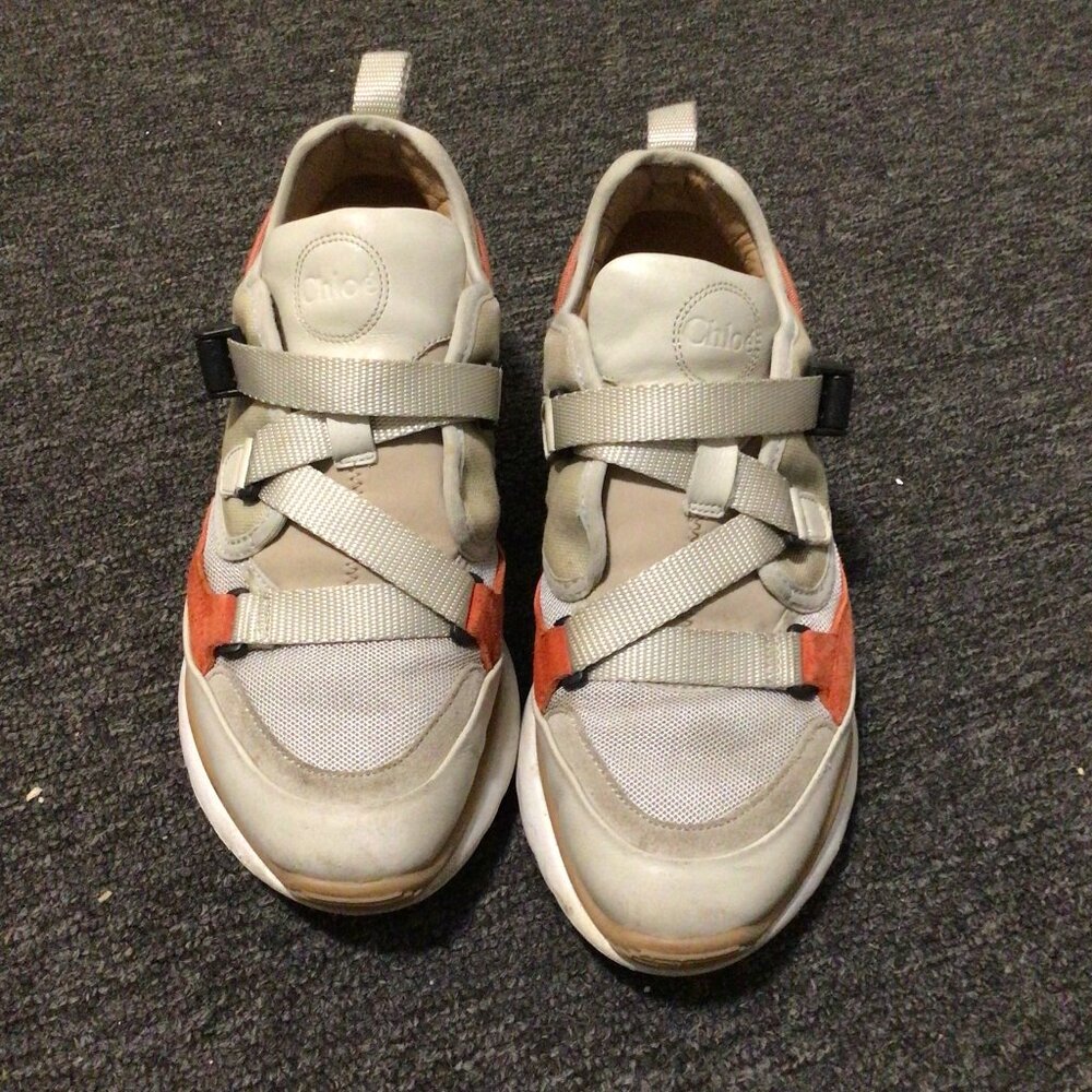 Chloé Suede Colorblock Pattern Chunky Sneakers
